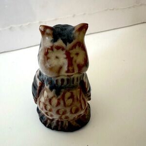 Vintage Handmade Ceramic Owl Dissing Keramik Hovedgaard Denmark 2.25” MCM OOAK